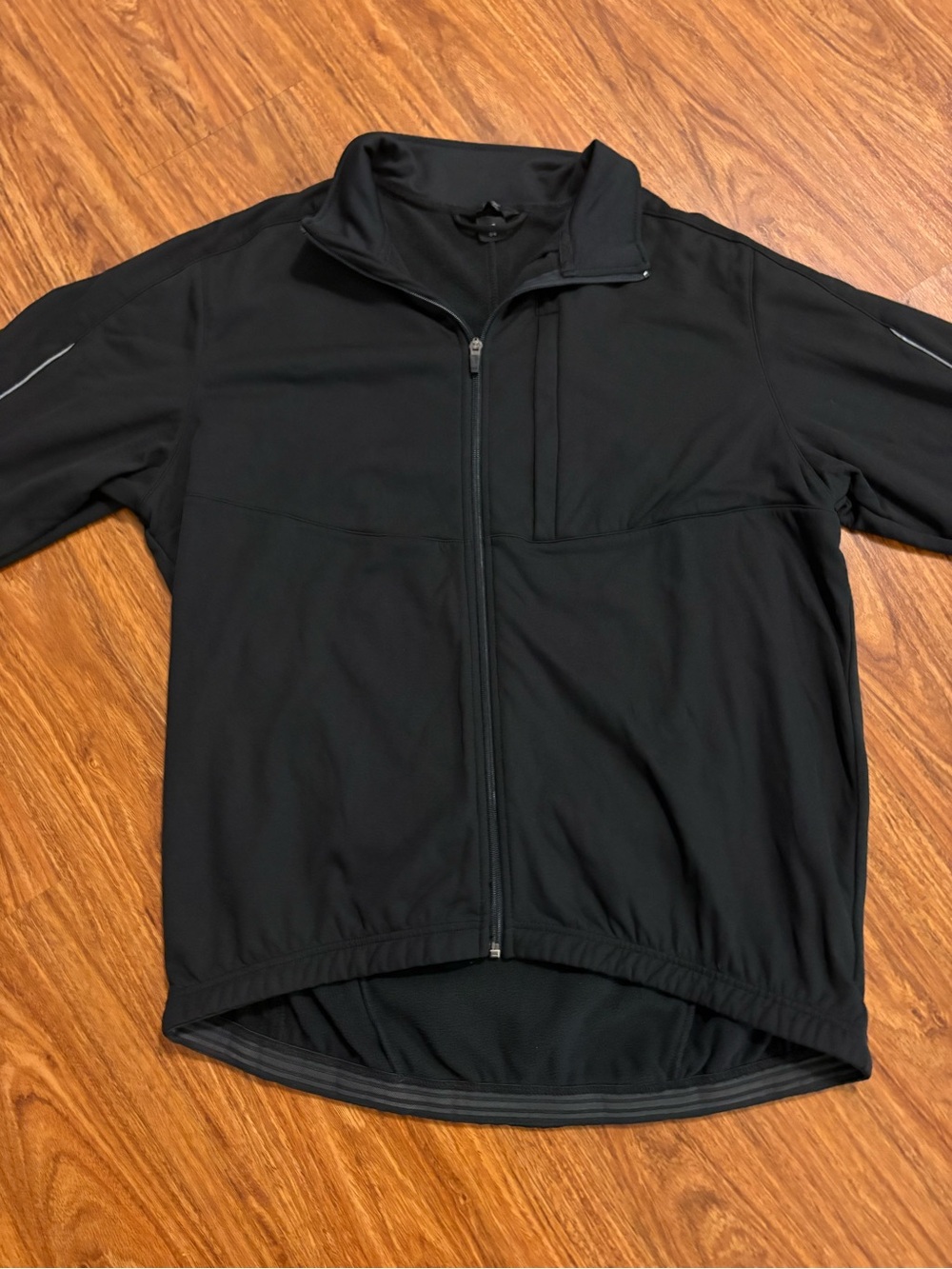 Crane Men’s Cycling Jacket Full Zip Reflective Black Fleece Polyester 48/56
